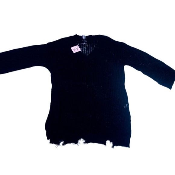 Davi & Dani Clothing Distressed Black Dress Sweater NWT XL - Picture 2 of 8